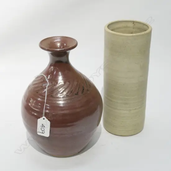 KEITH BLIGHT STUDIO POTTERY VASE & 1 OTHER, TALLEST: 230MM