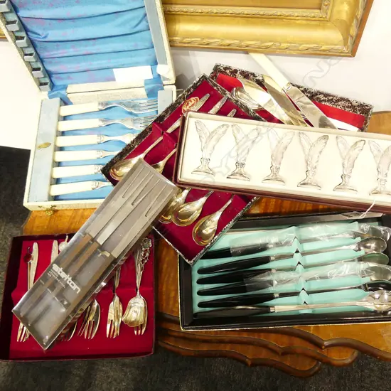 SELECTION OF SILVER PLATE CUTLERY, PLACE NAME HOLDERS