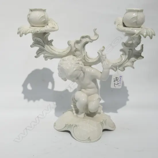 LORENZ HUTCHENREUTHER CHERUB TWO ARM CANDLESTICK 270MM H