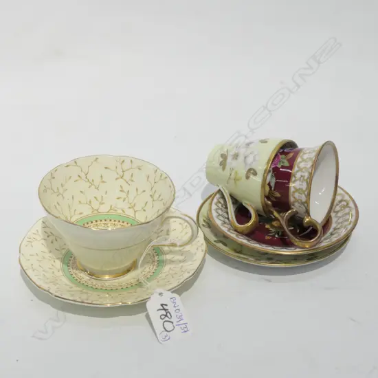 THREE CUP AND SAUCER SETS; PARAGON BRACKENMORE TEA SET, TWO BAVARIA COFFEE SETS