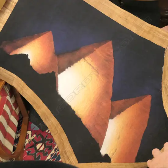 LARGE PAINTING ON PAPYRUS OF THE PYRAMIDS