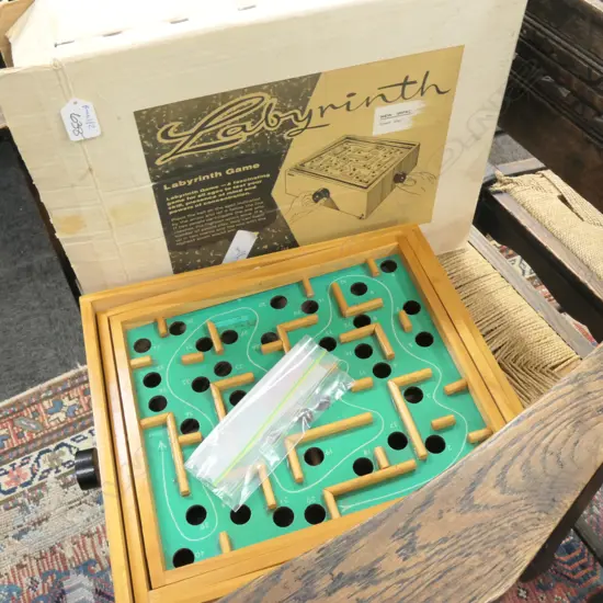 VINTAGE LABYRITH GAME WITH BALL AND ORIGINAL BOX