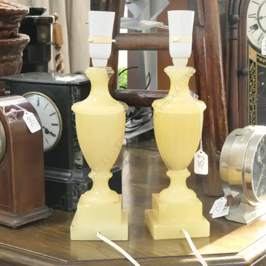 2 ALABASTER SIDE LAMPS H 340 MM