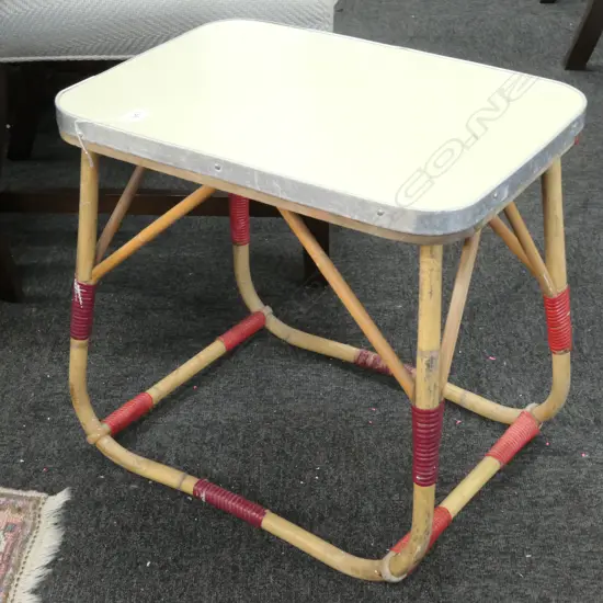 RETRO CARNIVAL CANE & LEMON FORMICA TOP SIDE TABLE