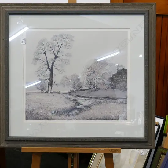 "SPRING HAZE" WATERCOLOR SIGNED & DATED 81 H. 450MM X L. 500M