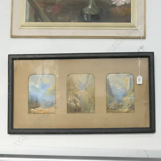 3 19THC FINE W/C'S AUSTRIAN ALPINE SCENES IN 1 FRAME