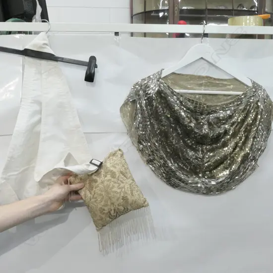 ANTIQUE CUSHION AND WAISTCOAT PLUS A SEQUIN TOP