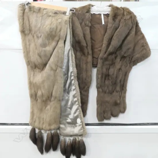 2 VINTAGE FUR STOLES; GREY SQUIRREL + OTHER