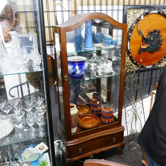 QUEEN ANNE STYLE DOME TOP CHINA CABINET