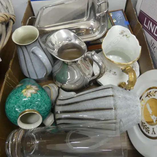 LOT ENTREE DISH/CHINA/CRYSTAL VASE ETC