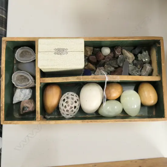 VINTAGE CUTLERY TRAY + EGG & ROCK COLLECTION
