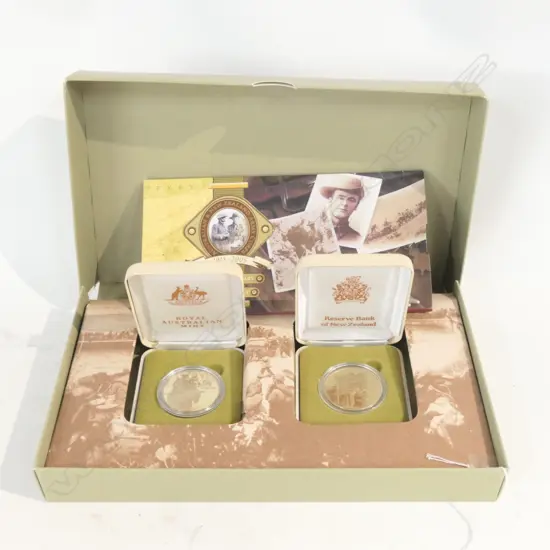 ANZAC 75th & 90th ANNIV. COIN SETS; FIVE OTHER UNCIRC COINS IN FOLDERS &  NZ BANKNOTES IN FOLDER