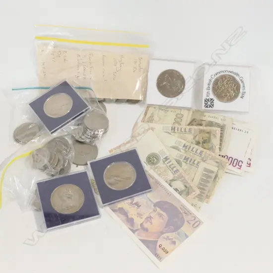 ASST COMMEMORATIVE COINS + WORLD COINS + B/NOTES