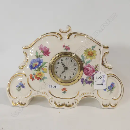CHINA FLORAL DECORATED MANTLE CLOCK H 170 MM