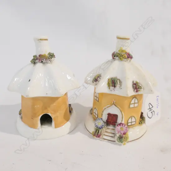 PR EARLY 19thC PASTILLE BURNERS MODELLED AS OCTAGONAL 2 STORY HOUSES 