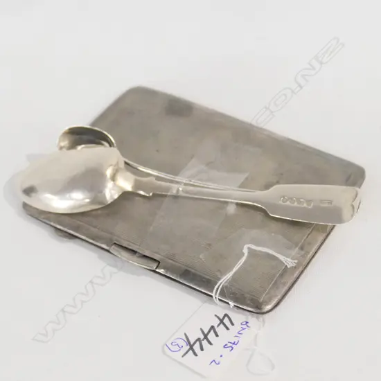 STG. SILVER CARD CASE + 2 SPOONS, 157.3GRMS