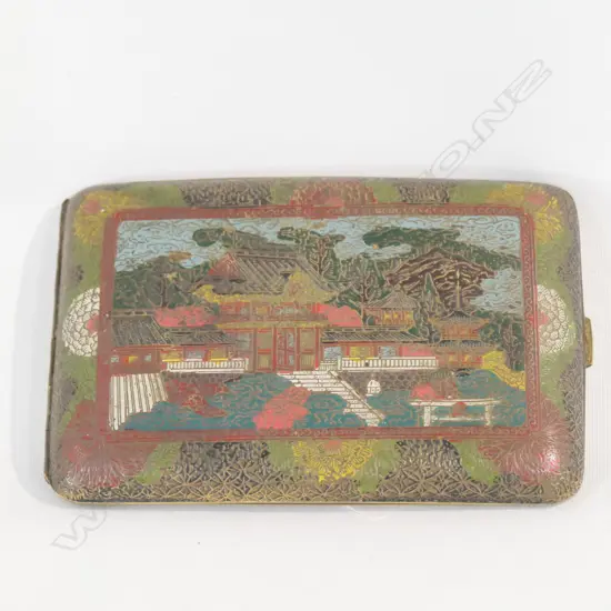 JAPANESE LATE MEIJI ENAMEL PAINTED CIGARETTE CASE