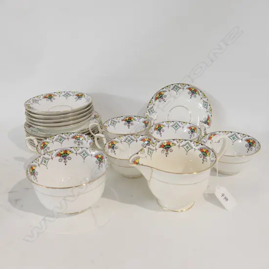 19 PCE PARAGON; 12 PLATES, 5 CUPS, MILK & SUGAR