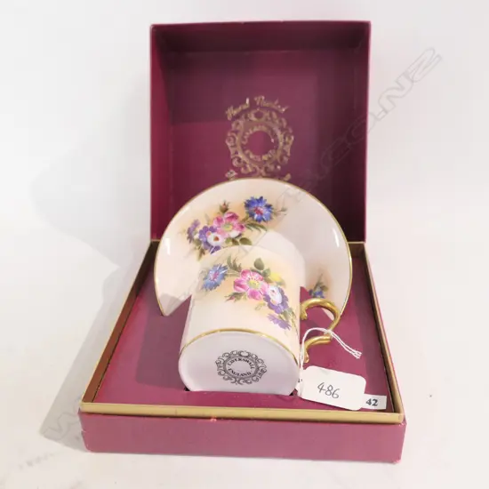 BOXED CAVERSWELL H/PAINTED COFFEE CUP AND SAUCER