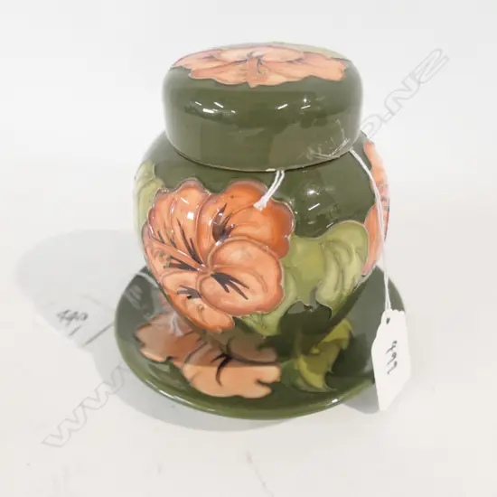 MOORCROFT HIBISCUS PATTERN GINGER JAR AND SMALL DISH