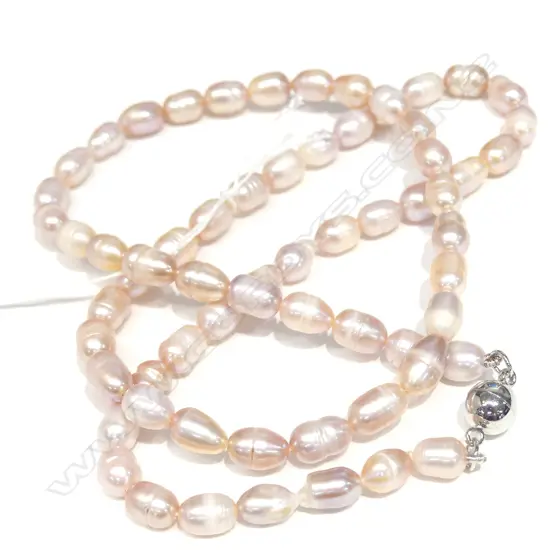 LONG SILVER BAROQUE PEARL NECKLACE 60 CM