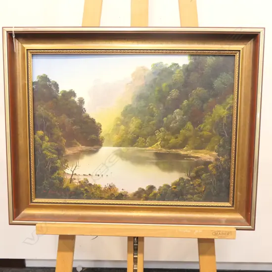 ROBERT WOOD OIL PAINTING LAKE WAIKAREMOANA 490MM H 610MM W