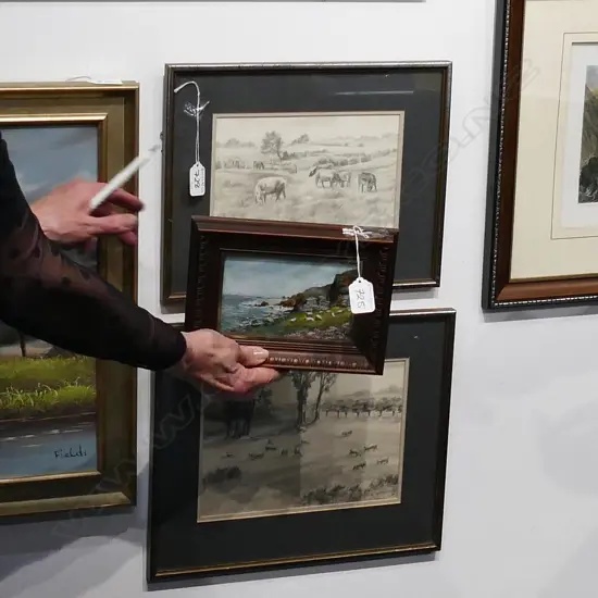 2 PENCIL DRAWINGS + SMALL W/C SHEEP SIGNED ROBERTSON