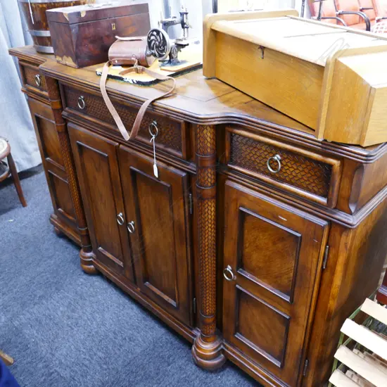 GEORGIAN STYLE SIDEBOARD WITH INLAY LEATHER  L. 1500MM