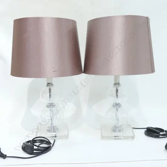 PAIR OF GLASS LAMPS 500MM H