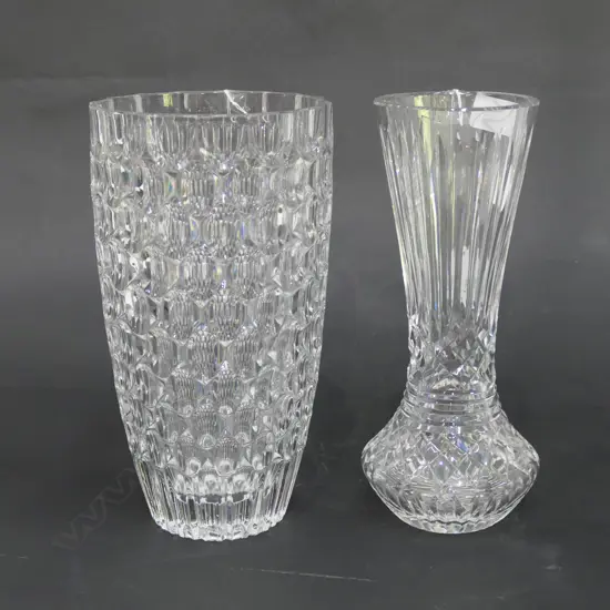 WATERFORD CRYSTAL VASE (H. 255MM) AND ANOTHER