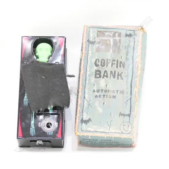 C/WORK COFFIN BANK IN ORIGINAL BOX