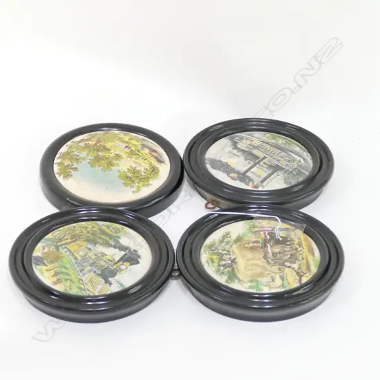 4 FRAMED VICT POT LIDS