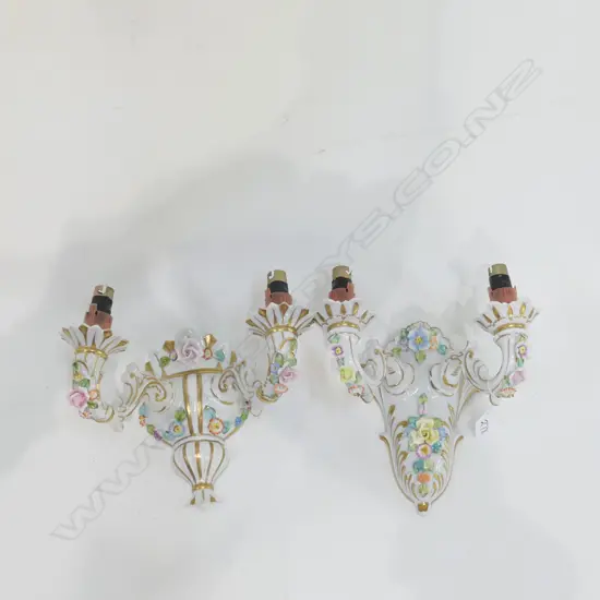 PR OF DRESDN STYLE ELECTRIC WALLSCONCES H 180 MM