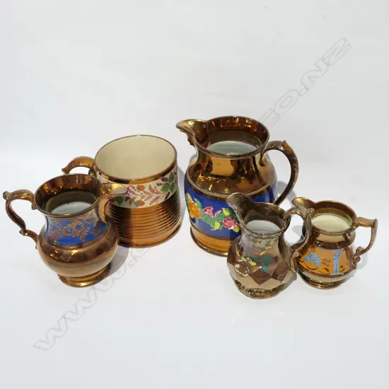 LOT ASST VICT LUSTRE JUGS + MUG