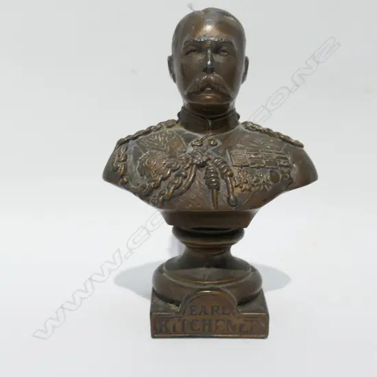 EARLY 20THC BRONZED WHITE METAL BUST OF LORD KITCHENER