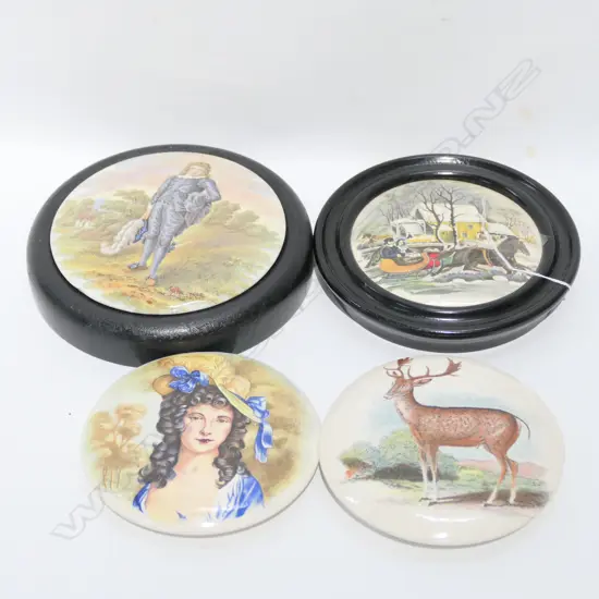 2 FRAMED + 2 UNFRAMED VICT POT LIDS