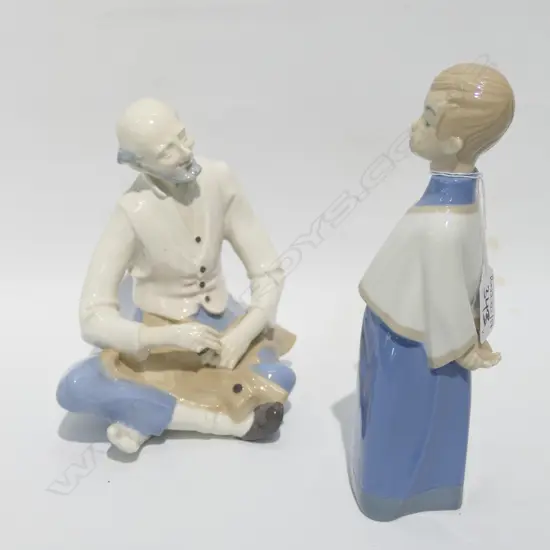 2 FIGURINES CHOIRBOY AND TAILOR MISSING FINGER