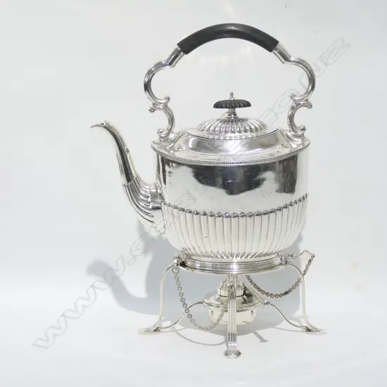 1920's SILVER PLATE SPIRIT KETTLE WITH BURNER