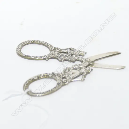 Early 20thC European silver dress makers scissors