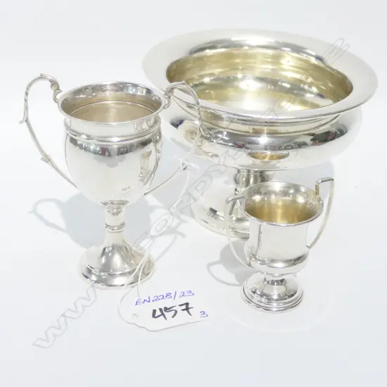 3 SILVER TROPHY CUPS 132gms