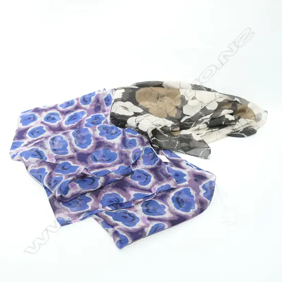 2 VINTAGE SILK SCARVES FLORAL LONG FORM