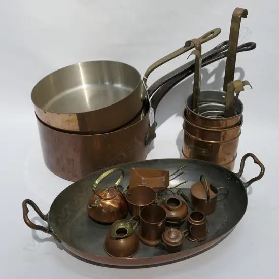 LOT COPPER ITEMS INCL 3 POTS