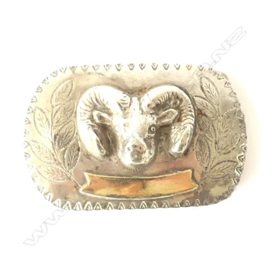 Vintage USA sterling silver and 1/5th 10ct gold rams head belt buckle