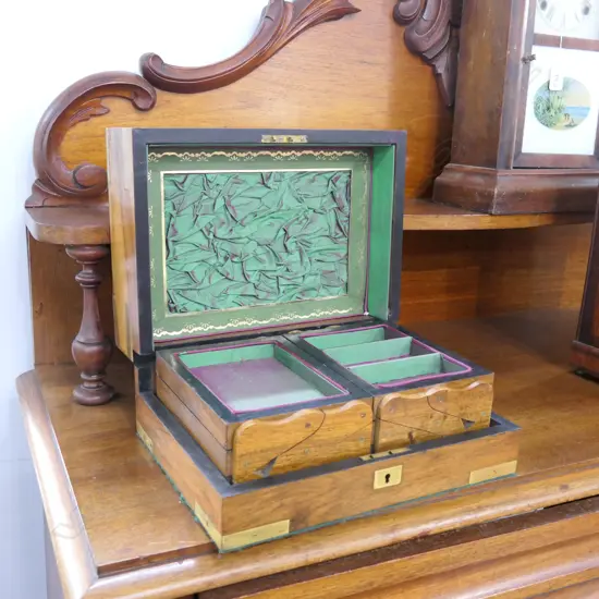 19THC ROSEWOOD BRASS BOUND SEWING BOX L300 MM