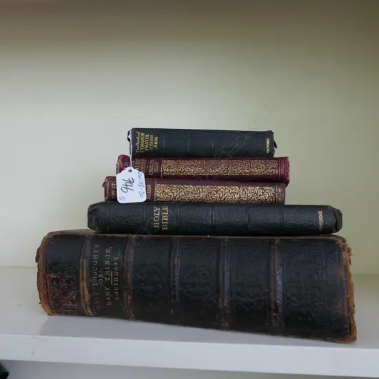 5 OLD LEATHER BOUND BOOKS 'MANY THOUGHTS....