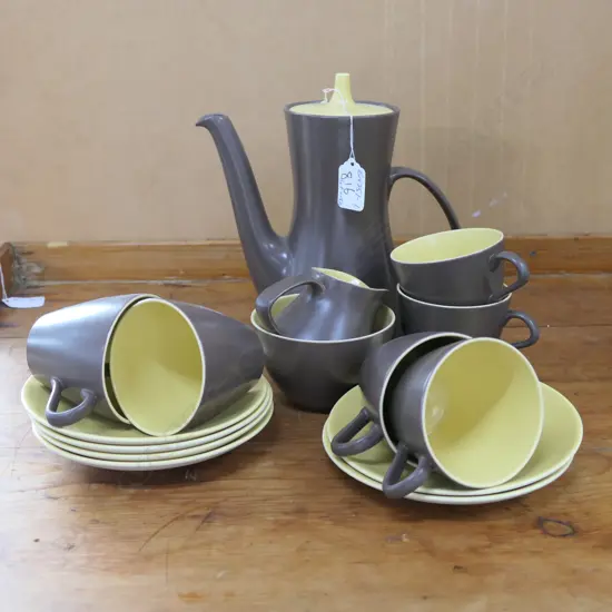 POOLE 1950'S COFFEE SET 2 TONE 15 PCE W POT