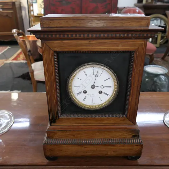 GEORGIAN ROSEWOOD MANTLE CLOCK H 370 MM