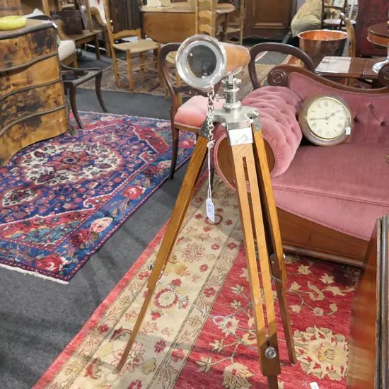 VINTAGE WOOD + CHROME TELESCOPE