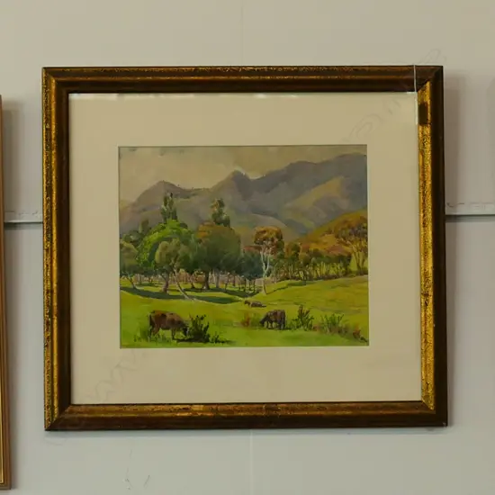 HERBERT E. ROGERS, WATERCOLOUR, RURAL LANDSCAPE. 285 x 355mm