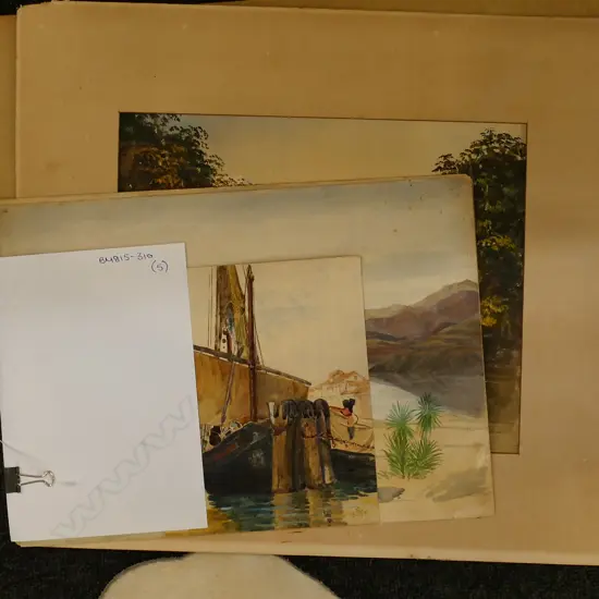 FIVE WATERCOLOURS - MOST ANTIQUE LANDSCAPE NZ COLONIAL ETC. LARGEST 265 X 375MM 